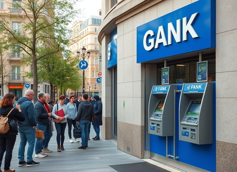 Cajero automático operativo en una sucursal bancaria
